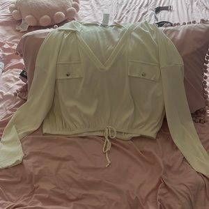 Cream/White long sleeve crop